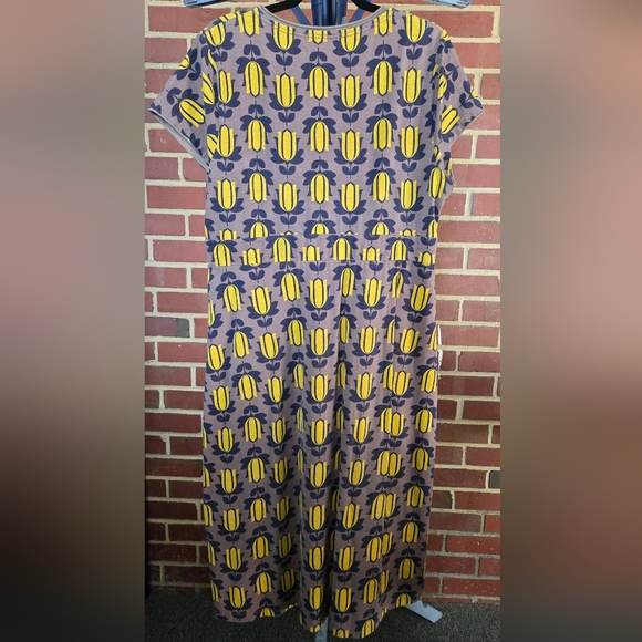 Boden Tulip Print Jersey Empire Waist Midi Dress Sz 12 L - Picture 3 of 5